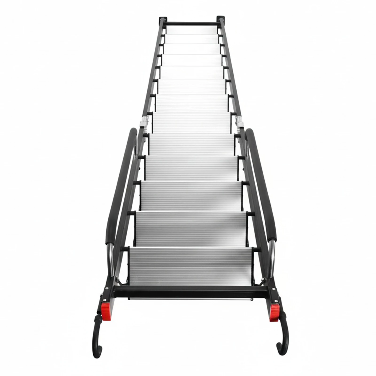 Escalera Plegable de Aluminio de 8.8 Pies para Ático con Pasamanos y Ganchos, Escalera de 10 Peldaños para Ático, Dormitorio, Autocaravana, Biblioteca, Terraza