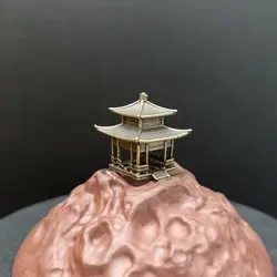 Brass Bonsai Micro Landscape, Rockery Fish Tank, Small Decoration, Chinese Ancient Architecture Model, Study Pavilion