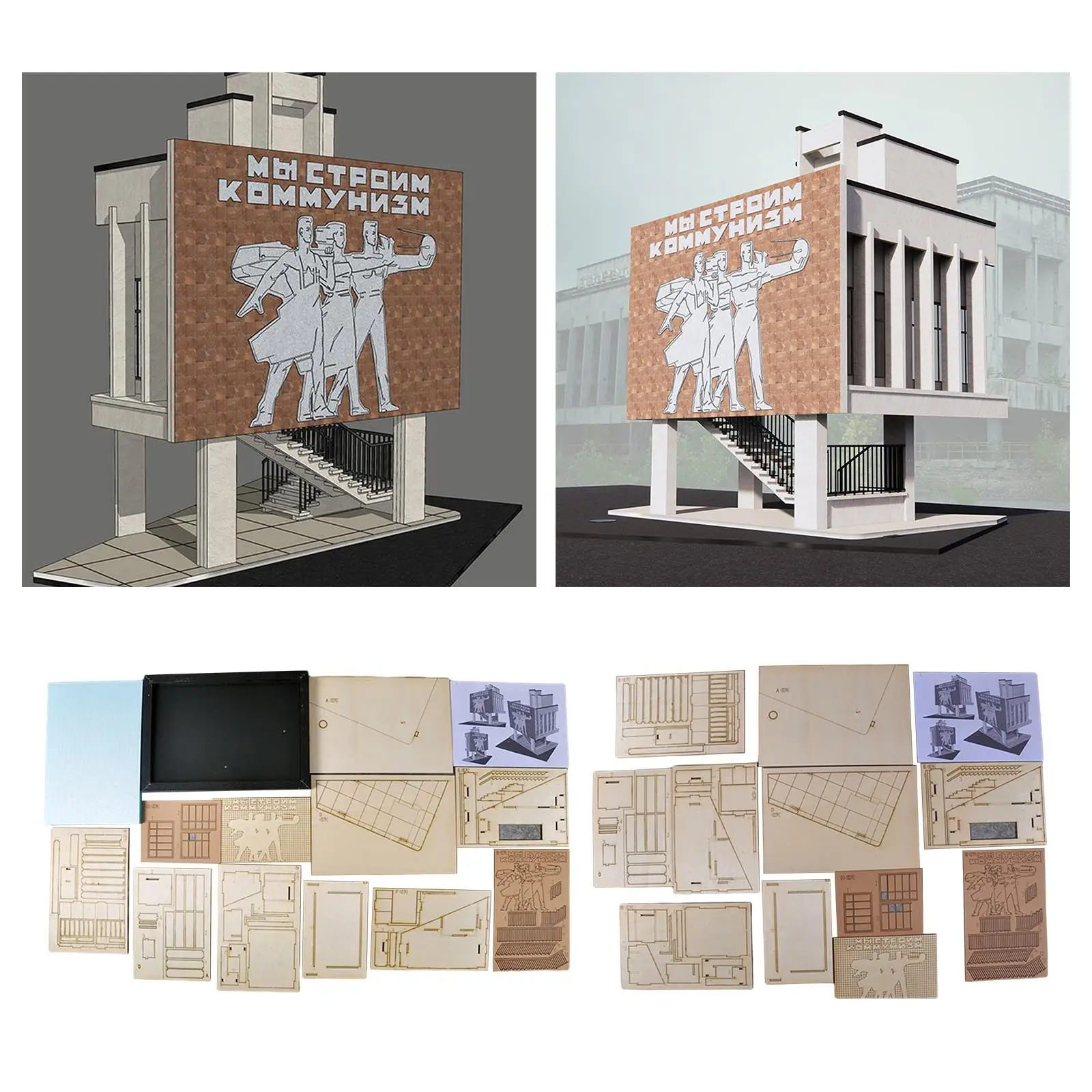 Wooden Model House for Diorama Layout Sand Table Decor DIY Scene Layout