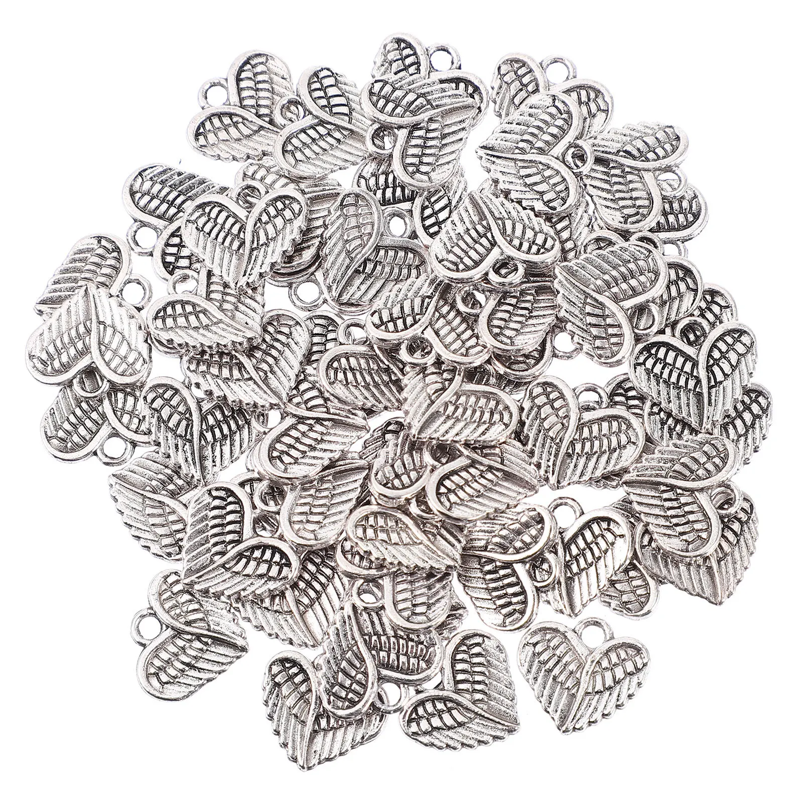 

60Pcs DIY Heart Wing Charms Alloy Pendants Durable Jewelry Making Accessories Angel Wing Shape for Bracelets Necklaces Keychains