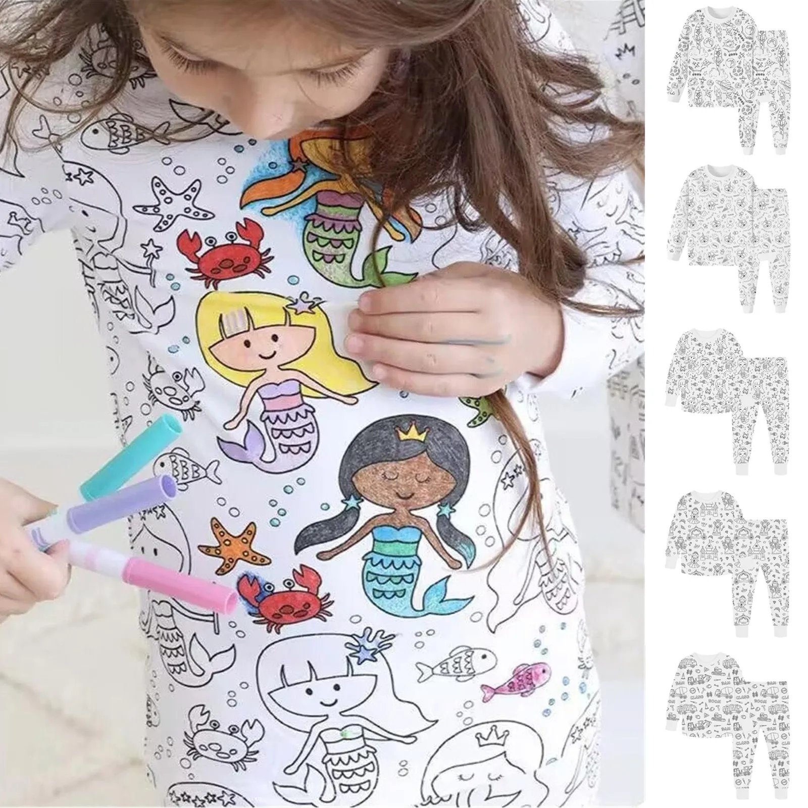 

New Born Clothes for Girls Kid DIY Hand Painted Homewear Set Colouring Pajama Sets For Boy And Girl Can Play Winter Clothes Teen