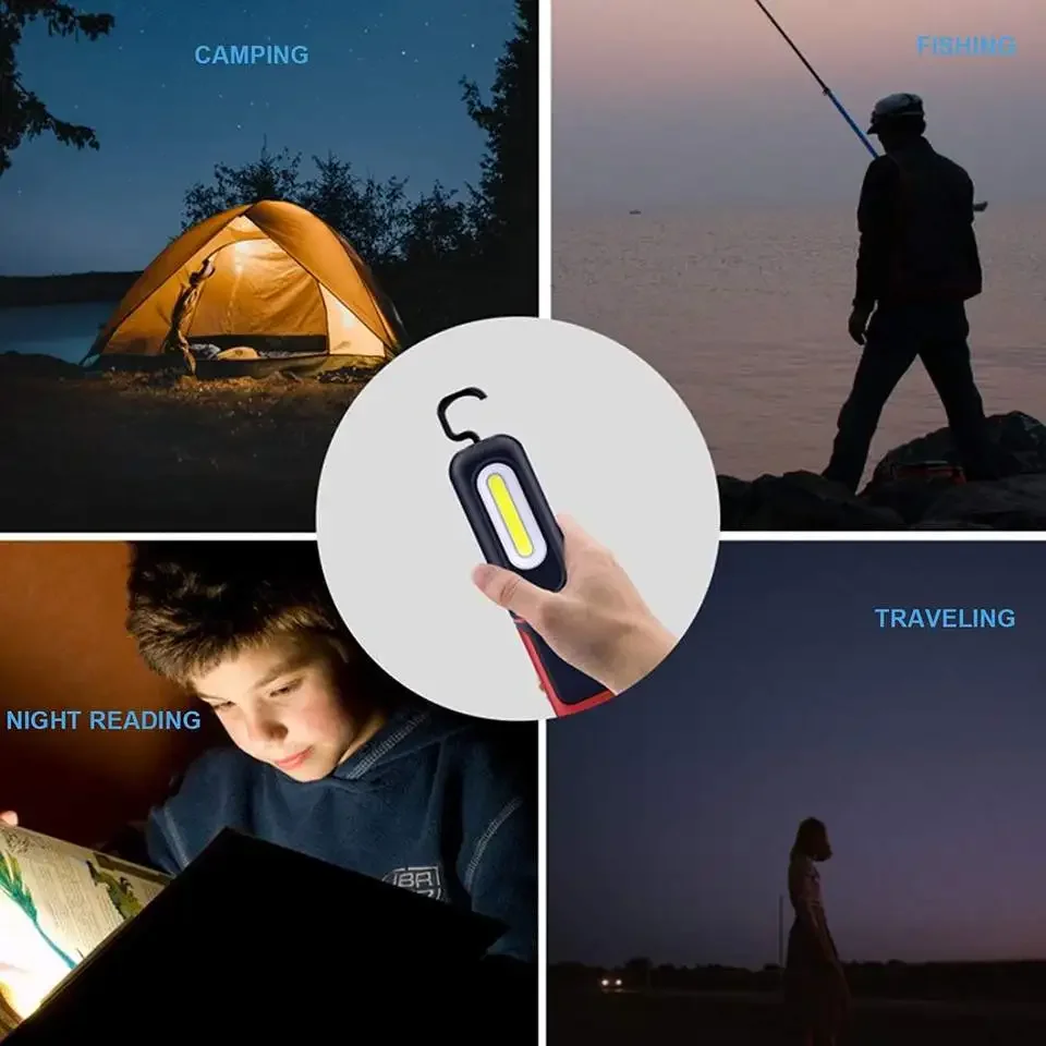 USB Rechargeable COB LED Work Light USB Rechargeable Camping Tent Lantern with Hook 3modes Flashlight Outdoor Waterproof Torch