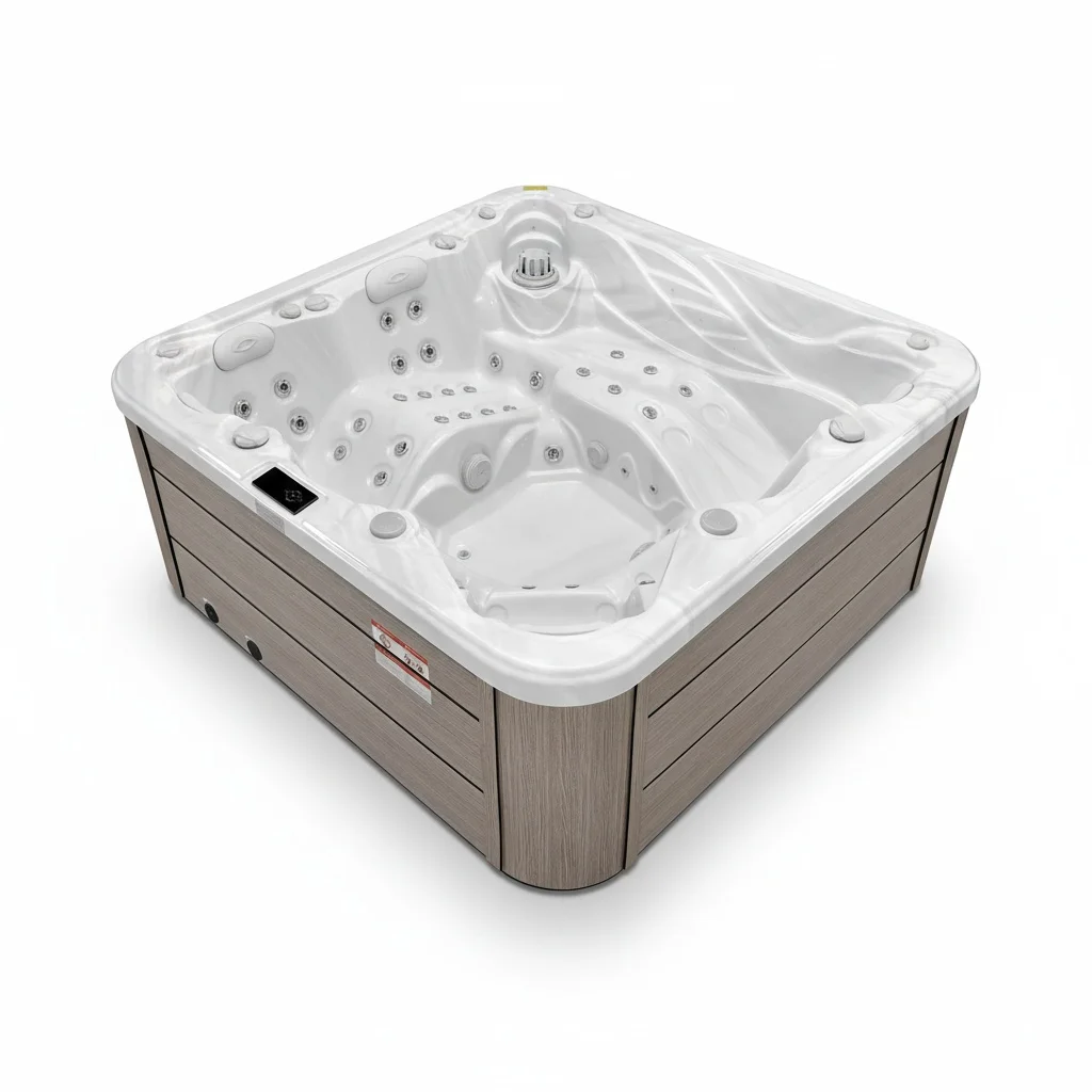 

6-Person Outdoor Swim Spa, 213 x 213 x 88 cm Acrylic Hydrotherapy Hot Tub, Smart Control Freestanding Whirlpool Massage Bathtub