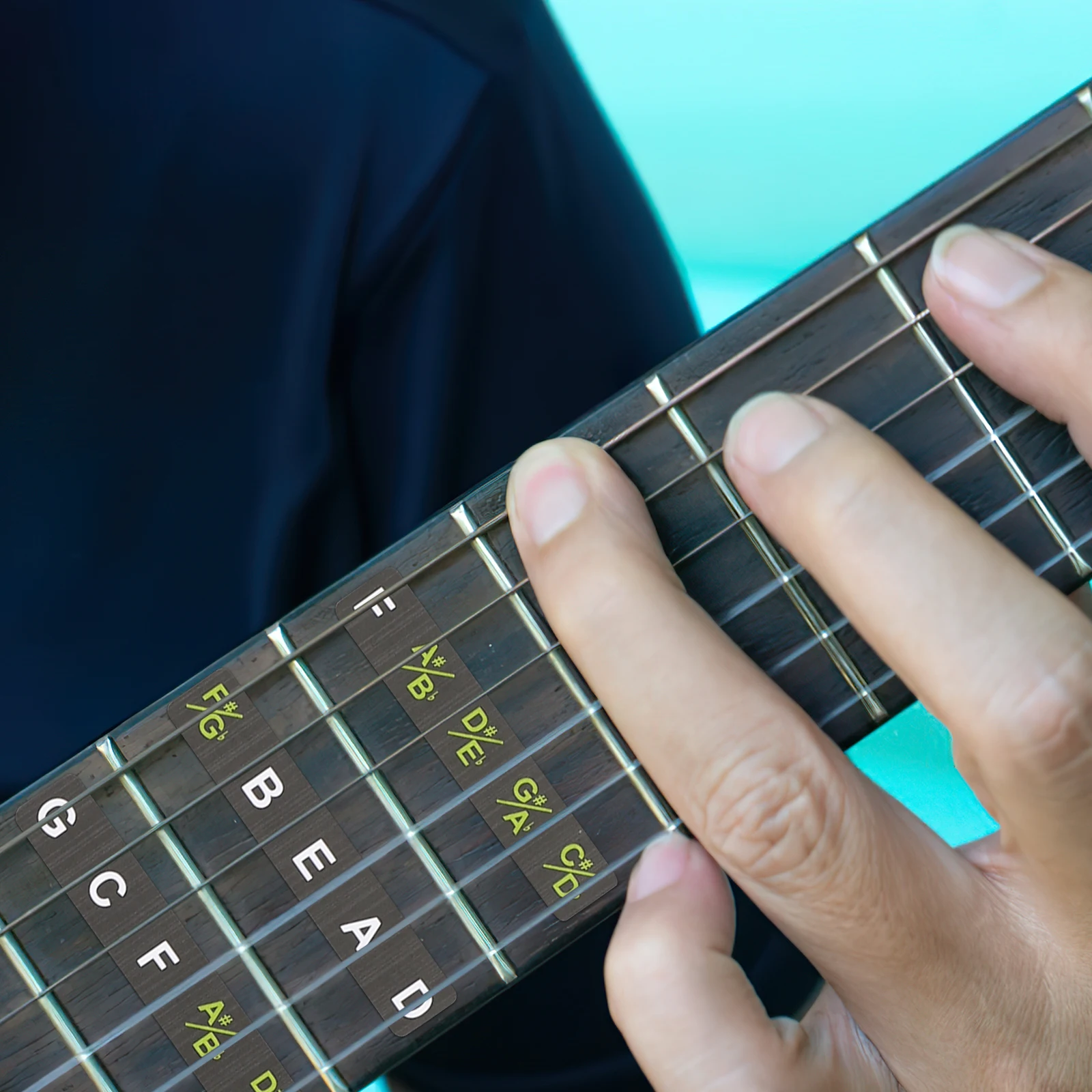 

2Pcs Guitar Scale Stickers Clear Fretboard Note Map Durable Reusable for Beginners Electric Acoustic Guitar Training Accessory