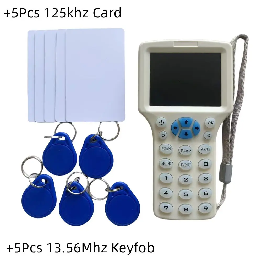 10 Frequency NFC Smart Card Reader Writer Duplicator 125Khz 13.56MHz RFID Copier USB Encryption Decoding Reader Key Replicator