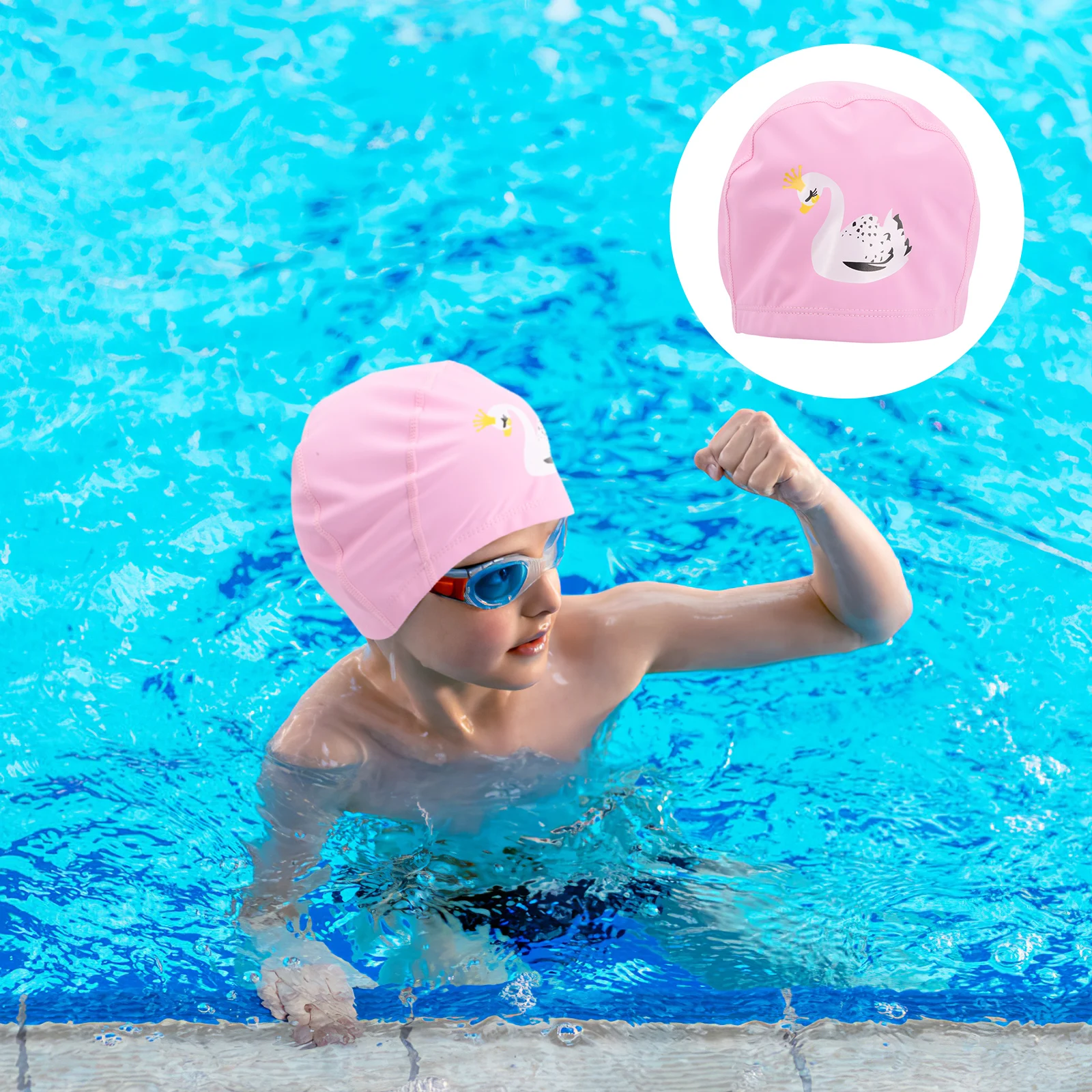 

Girls Children's Swimming Cap Kids Ear Protection Swimcap Comfortable Funny Caps