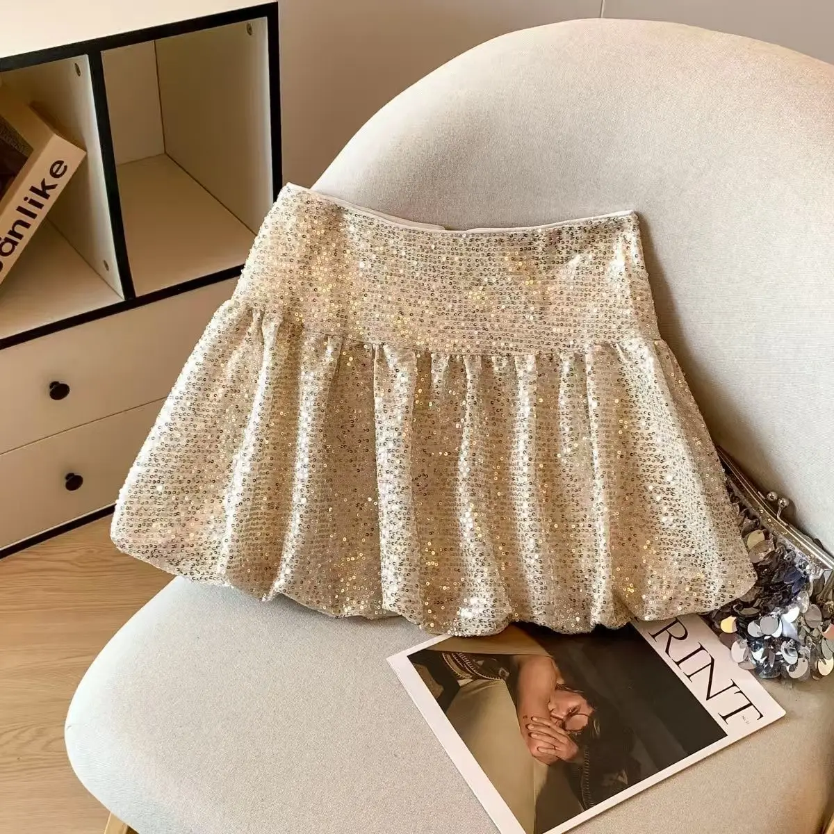 

Модная женская юбка CHICatwill с пайетками, на молнии, с эффектом обертывания, пышная, для весны, новинка для девушек