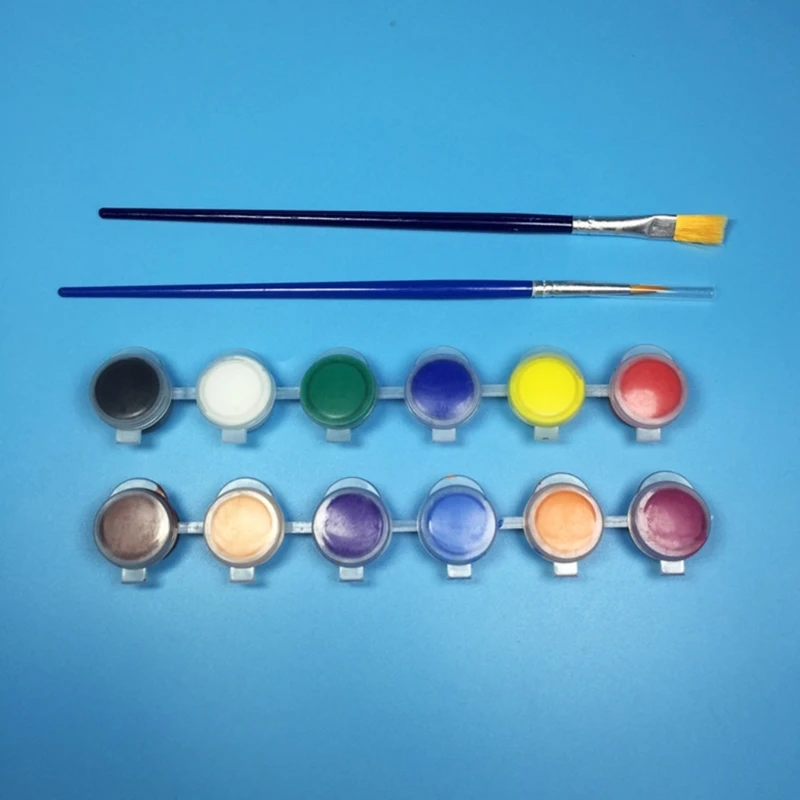 6 kleuren/12 kleuren wasbare acrylverf met penseel voor peutervingerverf