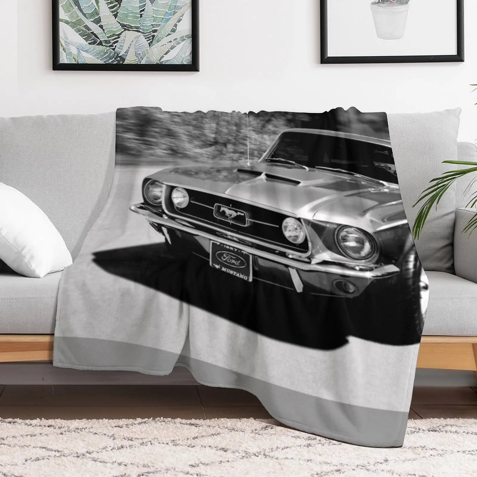 1967 Ford Mustang B/W Throw Blanket funny gift cosplay anime Warm Luxury Throw Blankets