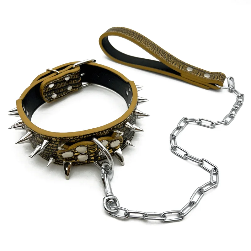 Collana con corda di trazione per cani di taglia piccola media Bulldog collare Anti-morso regolabile collare per cani in pelle con borchie a spillo