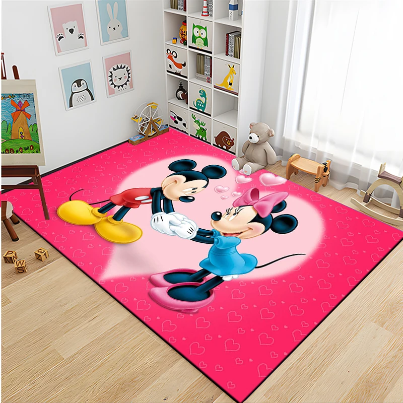 

Disney Minnie Mickey Cartoon Printing 3D Carpets Large Area Rugs Living Room Bedroom Soft Home Children's Kids Floor Decor Gifts