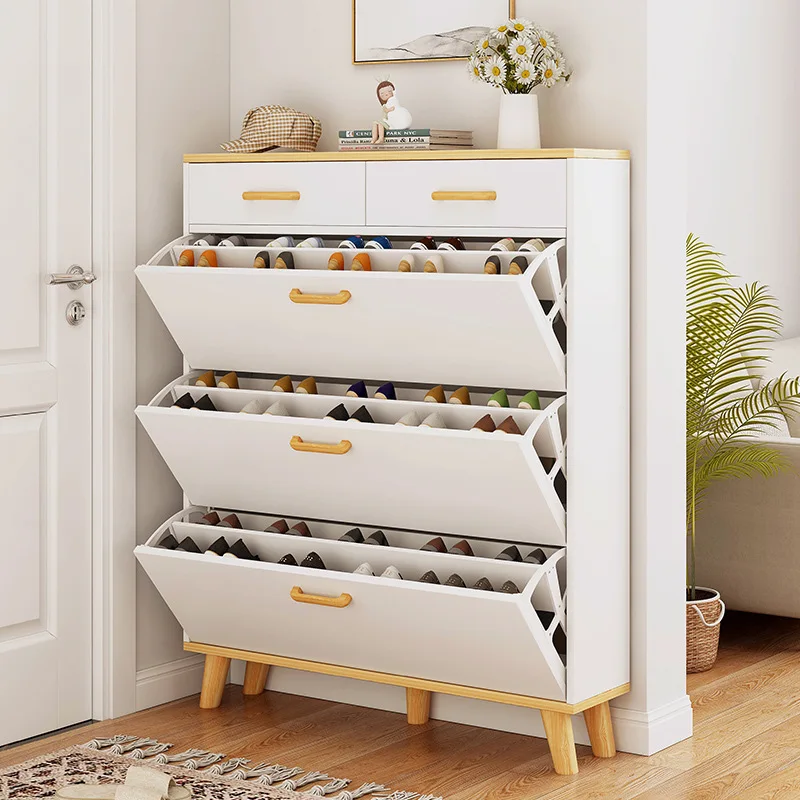 # Modern Extendable Wooden Panel Living Room Shoe Storage Cabinet With Space-Saving Design