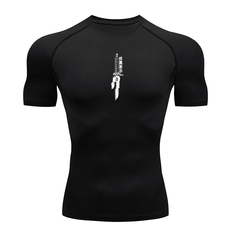 

Anime Graphic Compression Shirts for Men Athletic Quick Dry Tshirts Tees Tops Gym Workout Undershirts Short Sleeve Rash Guard