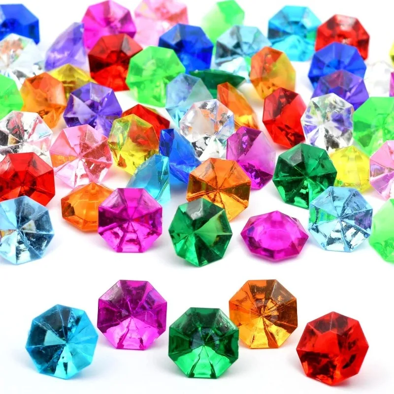 

60pcs Acrylic Diamond Gems Pirate Plastic Gems Large Acrylic Gems Jewels Bulk Treasure Chest Hunt Party 25 Carat for Kids