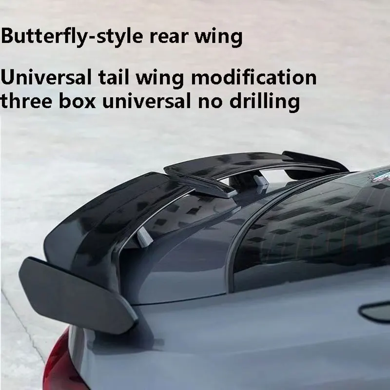 Universal Car Modified Butterfly Shaped Tail Wing Car Bumper No Perforated Spoiler GT Apply to All Car Parts Factory Direct Sale