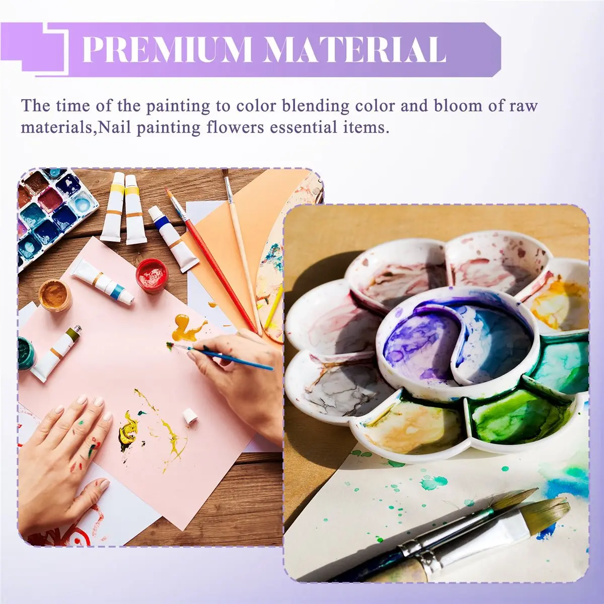 ABZT 5Pcs Plastic Nail Art Paint Color Mixing Palette Plate Disk Essential Tool