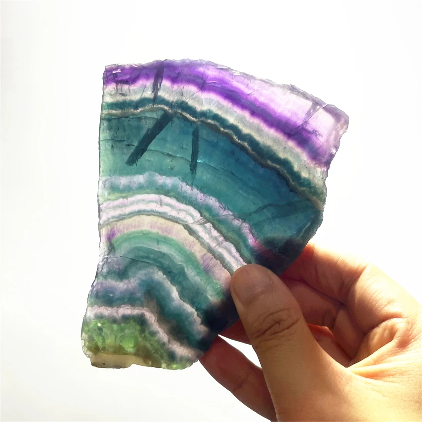 Natural Stone Colorful Fluorite Tablet Chakra Spiritual Meditation Healing Feng Shui Energy Crystal Room Ornament