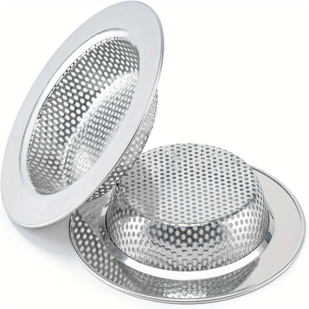 2pcs Upgraded Double-Layer Kitchen Sink Strainer Safe Design Sink Drain Basket Compatible with Most Kitchen Sinks