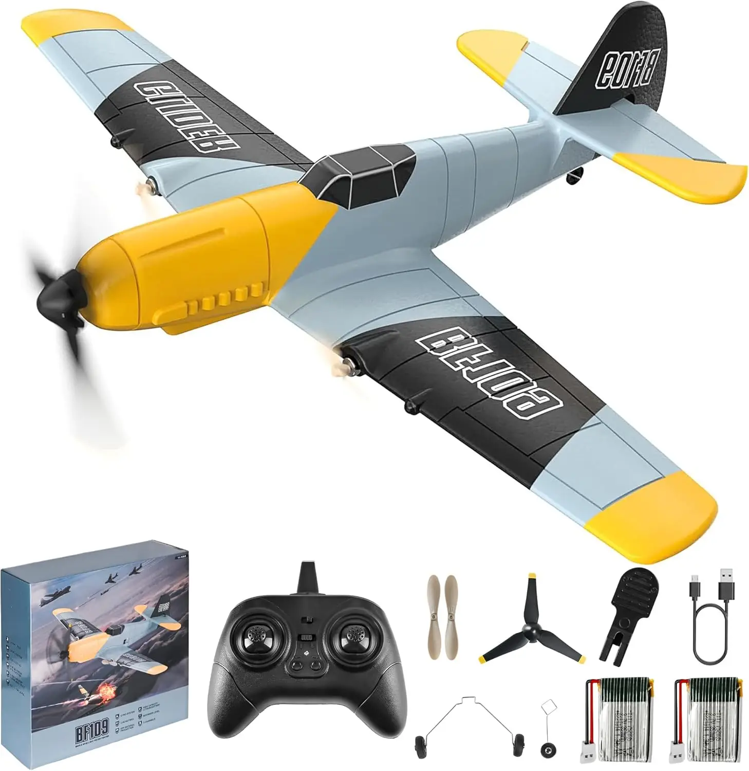 RC Plane 3 Channel BF-109 Airplane,2.4GHz 6-axis Gyro Stabilizer RTF Glider Aircraft Plane with Xpilot Stabilization System