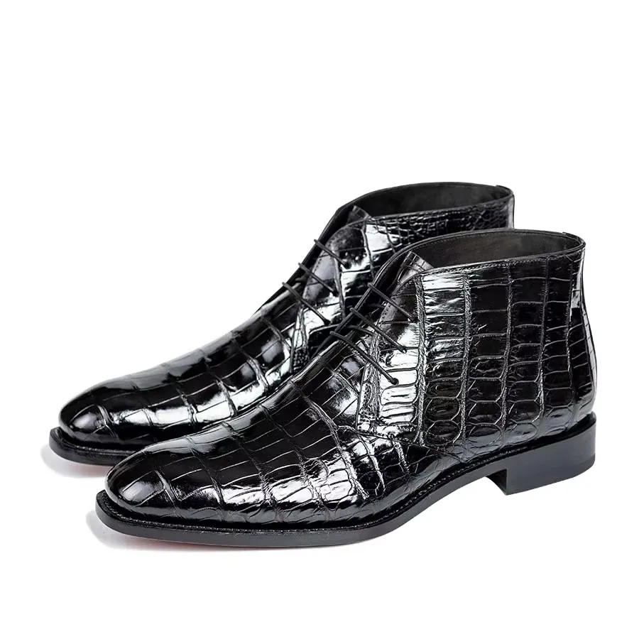KEXIMA handcrafted  men boots crocodile shoes hand-painted fashionable ankle boots,men shoes