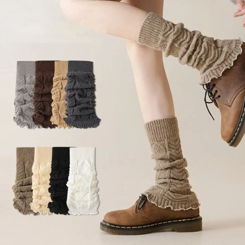 

Solid Color Knitting Leg Warmers Cute Sweet Warm Foot Cover Boot Socks Autumn Winter