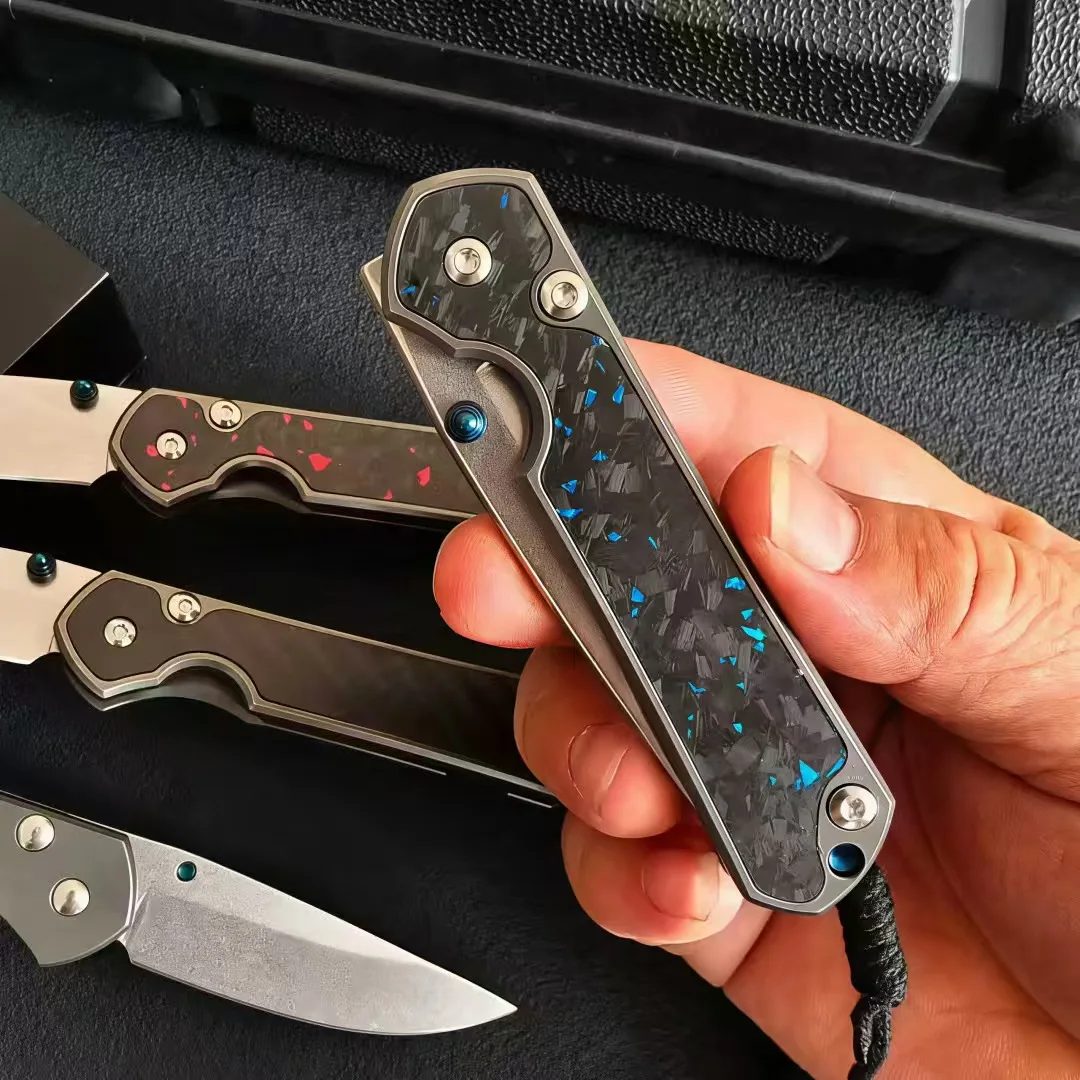 2026 new CR- Carbon Fiber Crushing starry sky Folding knife, portable e pocket knife, household slicing sharp fruit knife