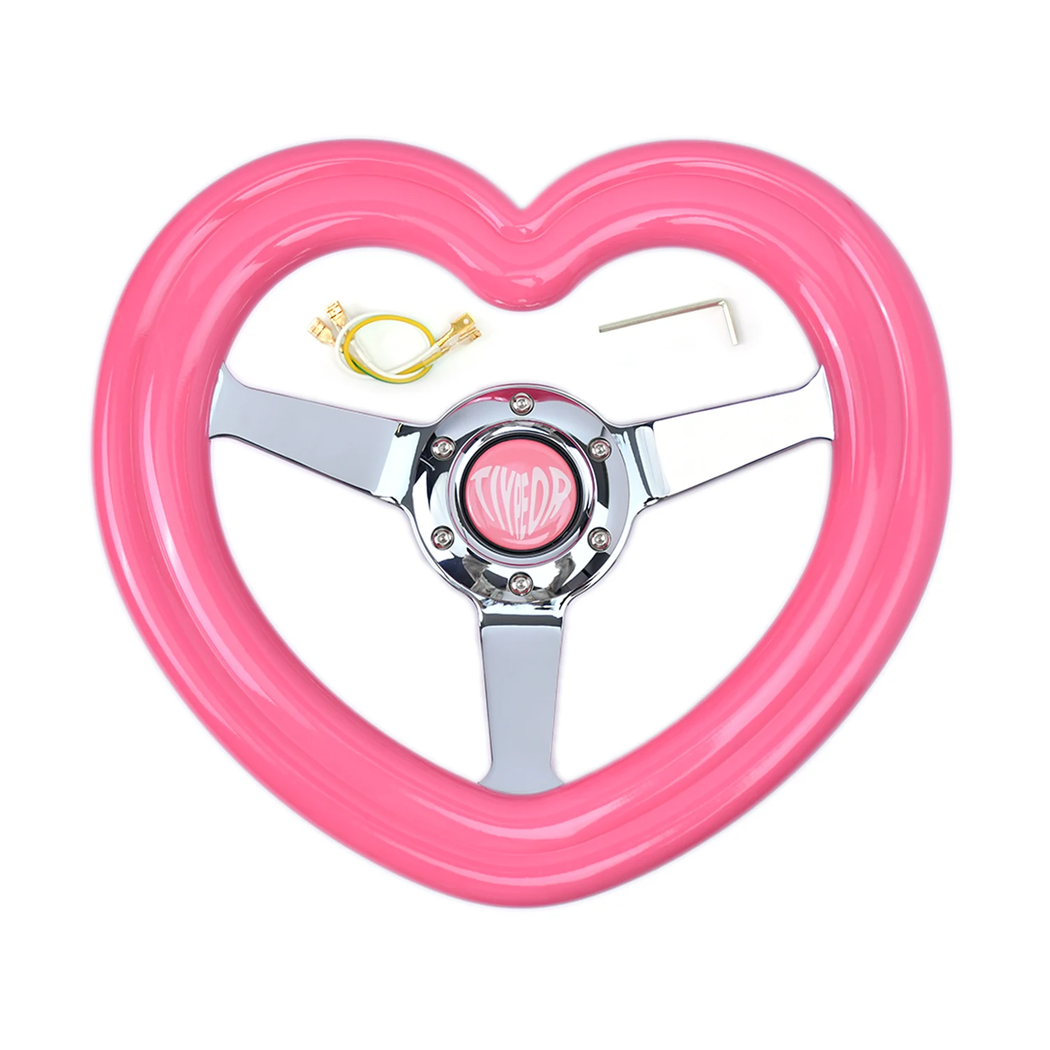 

TIYPEOR ABS градиент розовый универсальный спортивный руль 320 мм в форме сердца с имитацией дрейфа гоночная игра руль