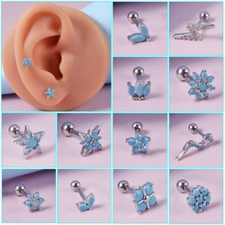 1PC Turquoise Earrings Marquise Gem Sunflower Ear Tragus Stud 20g Ear Lobe Piercing Tragus Earrings Cartilage Jewelry