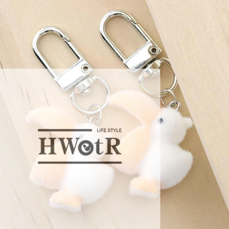 Creative 3D Animal Keychain Flocked Resin Duck Pelican Pendant Cute Bag Charm Backpack Ornament Accessories Yellow White New