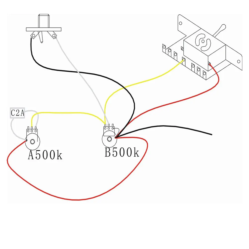 Prewired Wiring Harness 1 Volume 2 Tone 5 Way Switch 2 A500k 1 B500k Pots for Guitar Prewired Wiring Harness