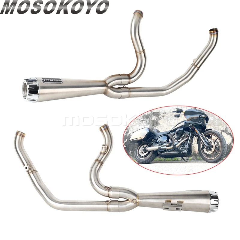 Motorcycle 2-in-1 Exhaust Full System Muffler Pipe Tube Accessories For Harley Softail Low Rider Street Bob Standard FXST 18-24