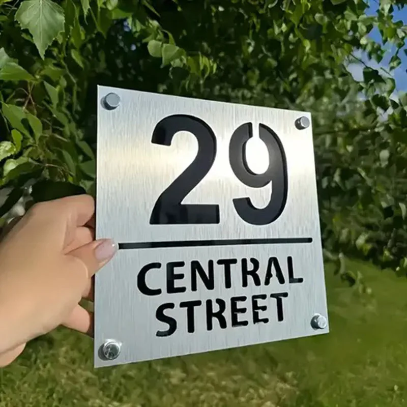علامة منزل شخصية مع الأظافر رقم المنزل المخصص في الهواء الطلق ثلاثية الأبعاد علامة أكريليك عنوان اللوحة أرقام المنزل الخارجي علامة الباب لوحه لرقم البيت #1