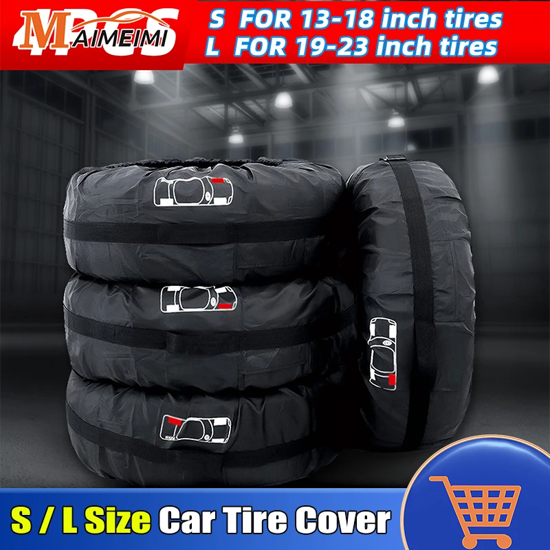 4PCS Car Spare Tire Cover Bag Car Tire Cover Case Dust Protection Sleeve For Auto Tire Accessories Spare Wheel Pouch 13-16inch