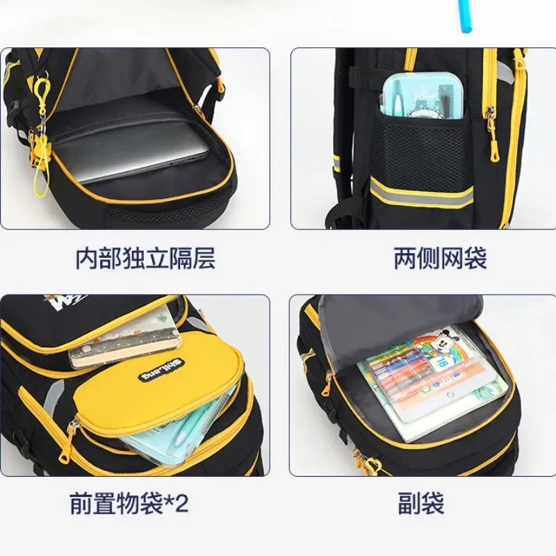 MINISO Pokemon Cartoon Trolley Schoolbag Boys Trolley Backpack Large Capacity Pullable and Backpack Climbing Two/six Wheels