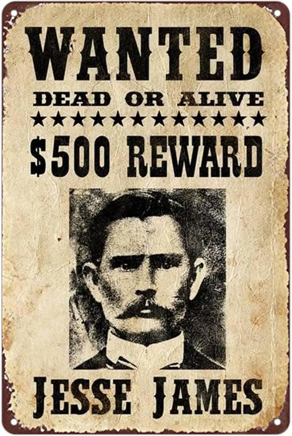 KENSILO Tin Signs Jesse Original Wanted Poster Reproduction Metal Sign Bar Pub Wall Decor