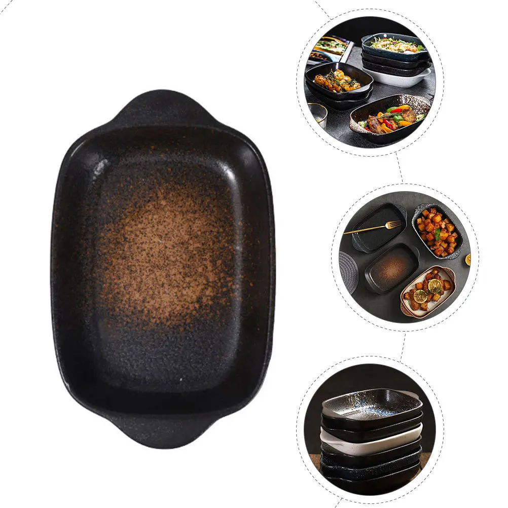 السيراميك بكلتا الأذنين صينية فرن آمنة طبق الميكروويف مقبض مزدوج طبق تقديم للمقبلات الحلويات الجبن الأرز تنوعا