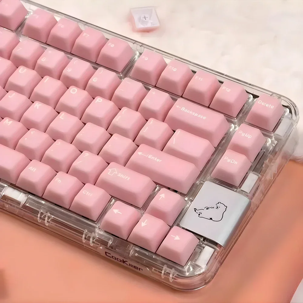 Hanyu Cherry Keycap Set PBT 162 Keys 2-color Translucent White Pink Cyan for 60/64/84/98/108 Mechanical Keyboard Wooting