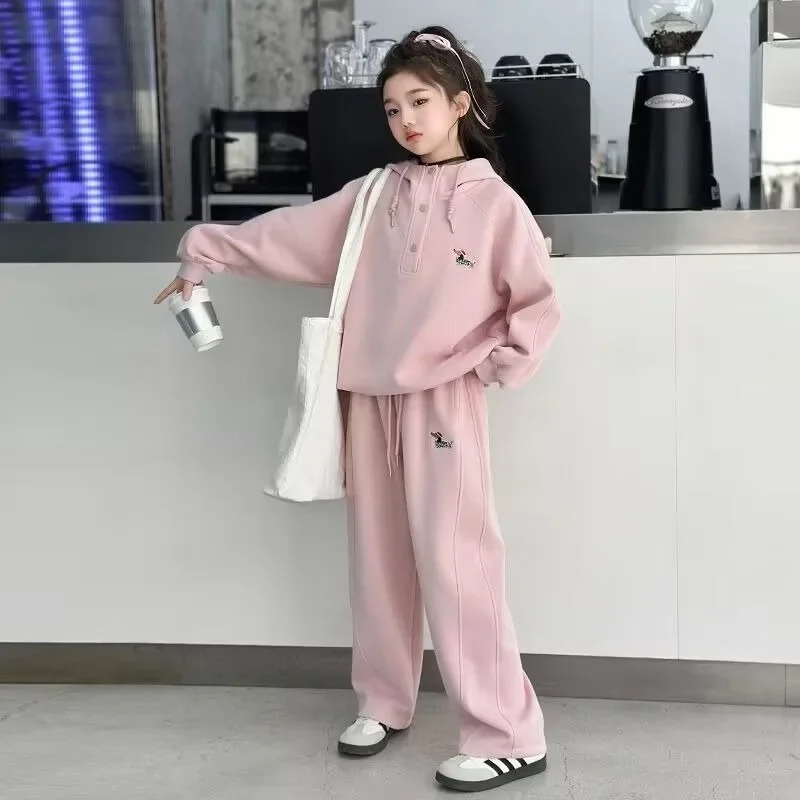 Top & Pants 2-Piece Set Embroidered Puppy Hoodies 4yrs Girl Clothes Fashion Girls Outfit Kids Winter Girls' Outfits Korean Two