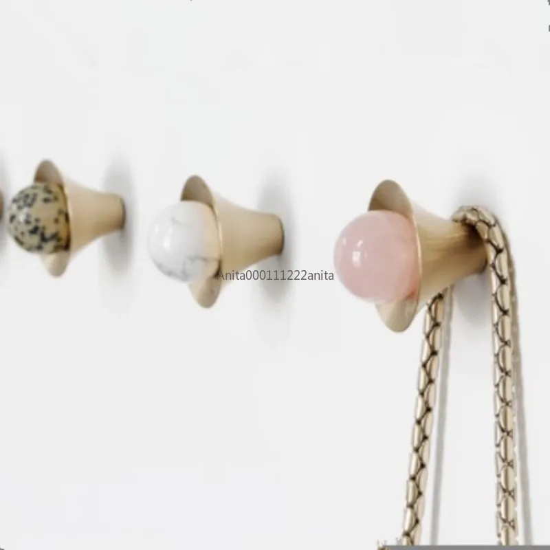 Natural Stone+Solid Brass Kitchen Cabinet Handle Furniture Pink Crystal Knobs Hardware Cupboard Pull Spotted Stone Shoe Cabinets