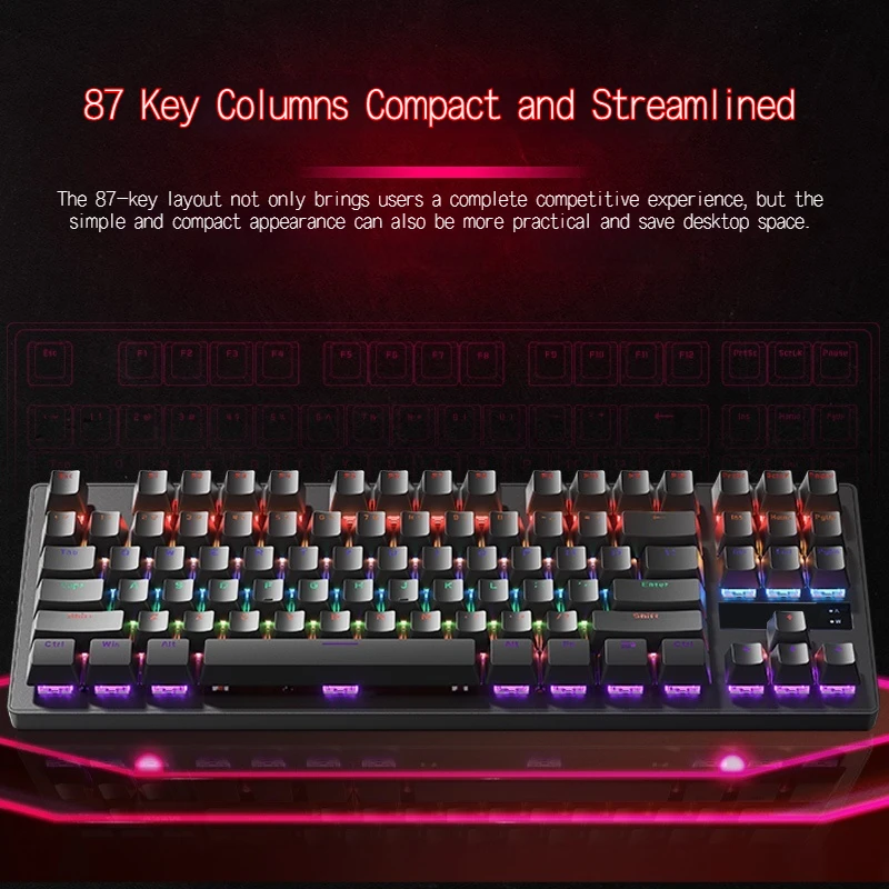 Mechrevo Yaok310 Mechanical Keyboard Hot Swappable Full Key No Punch Rgb Backlit Blue Red Axis 87 Key E-Sports Office Keyboard