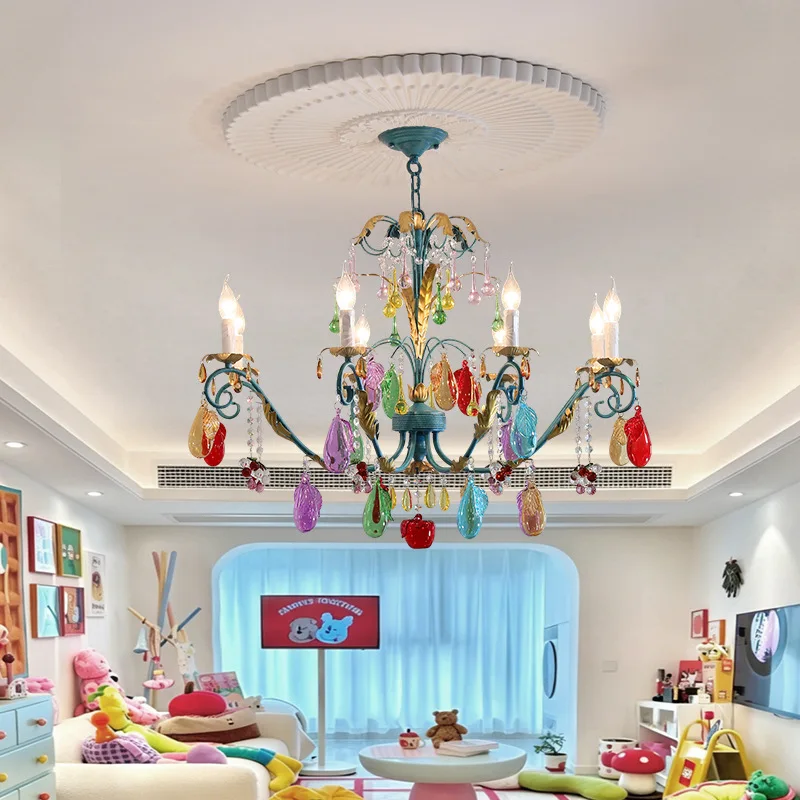 South East Asia wind crystal chandelier room ceiling light creative art dopamine living room dining room French chandelier