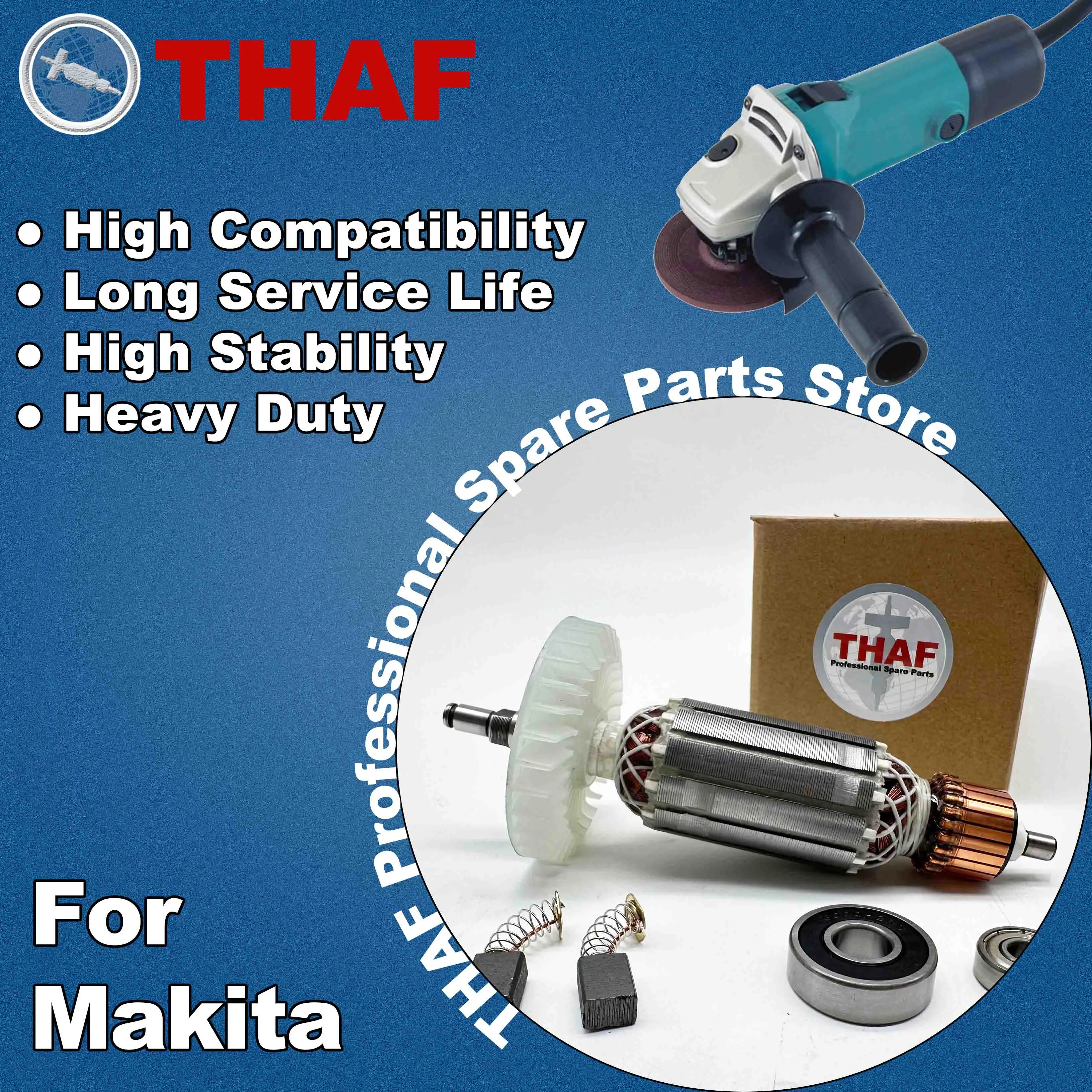 AC 220V 240V 9523 9523NB 9524NB 9525NB Armature Rotor For MAKITA Angle Grinder Spare Parts Grinder 517168-0