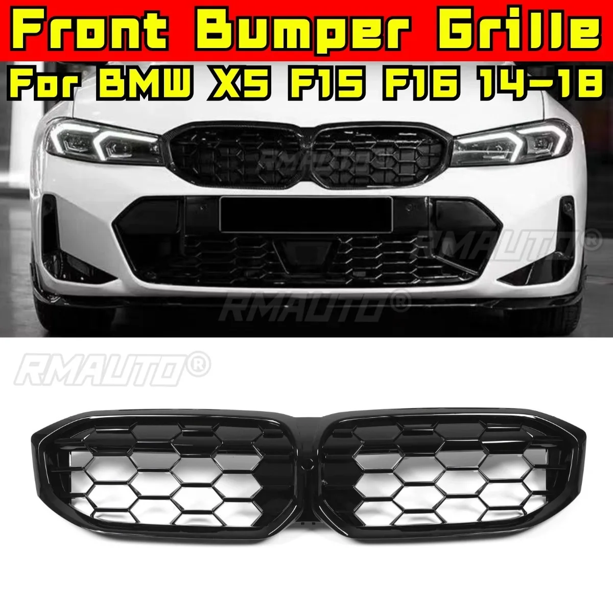 

Car Bumper Grill Decorative Strips Racing Grille Body Kit Front Bumper Grill For BMW X5 F15 F16 2014-2018 Exterior Part