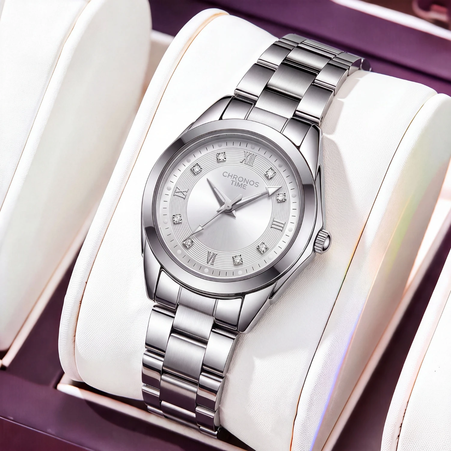 CHRONOS Women Quartz Watch Stainless Steel Elegant Classic Ladies Wristwatch Waterproof Dress Casual Business Holiday Gift Watch