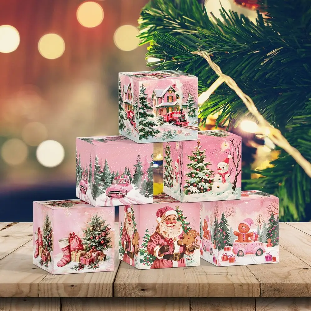 

18Pcs/set Snowflake Christmas Candy Gift Box Dust prevention Snowman Cake Packaging Box Paper Eve Christmas Paper Packaging Bag