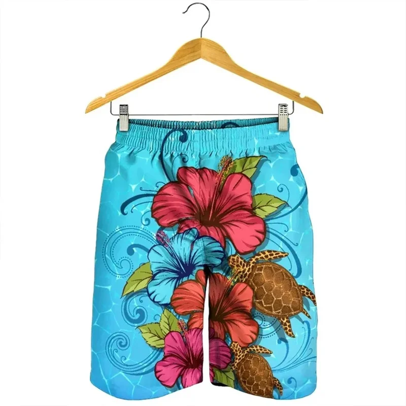 New 3D Print Hawaii Hibiscus Flower Soulful Men's Shorts Women Vacation Beach Short Pants Floral Shorts Swim Trunks Board Shorts