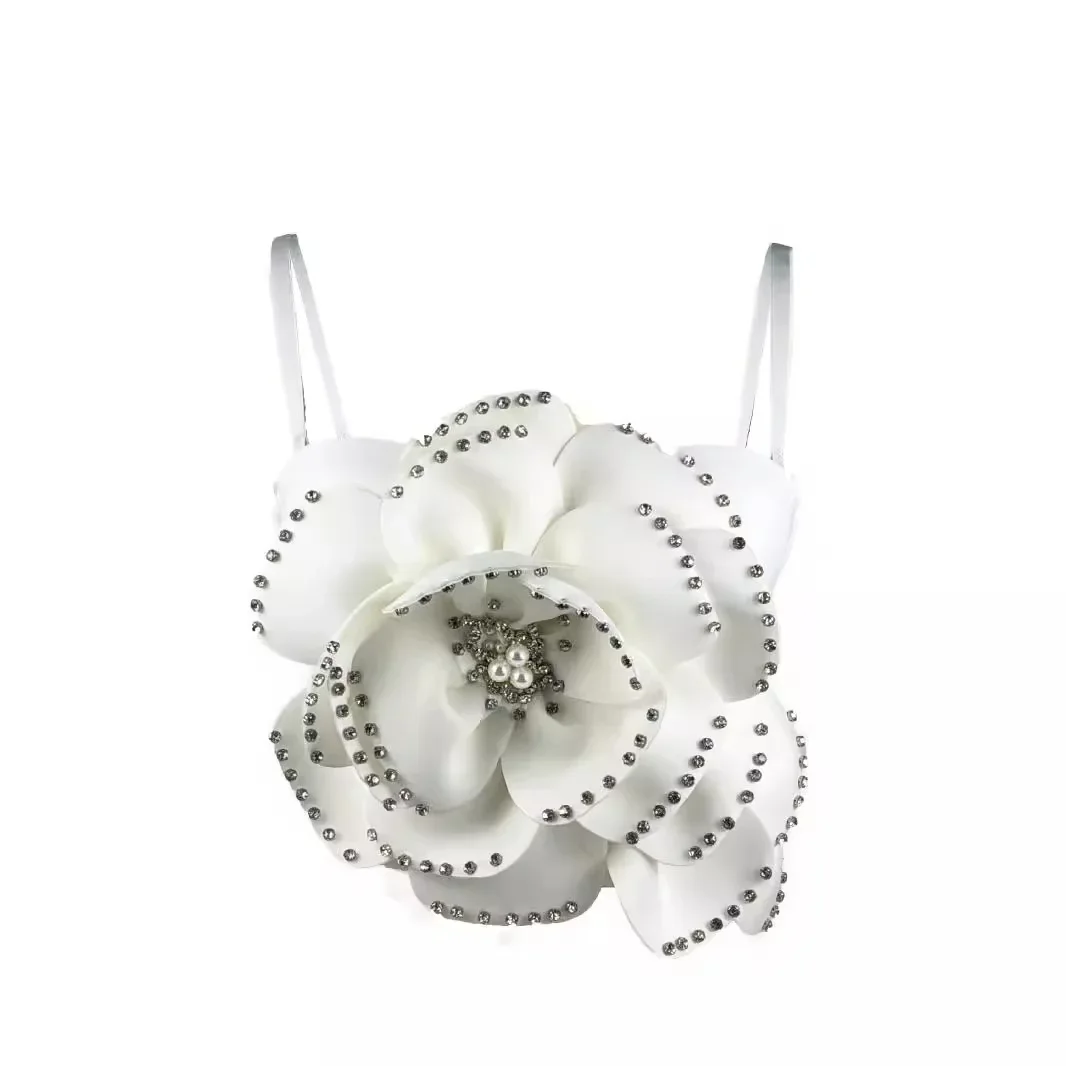 เสื้อเกาะอกประดับด้วยลูกปัดลายดอกไม้สุดชิคเสื้อสายเดี่ยวแบบวินเทจรัดรูปสายรัดเซ็กซี่อินคอร์เซ็ตเสื้อ Y2k สำหรับงานปาร์ตี้ฤดูร้อนสุดฮอตหวาน