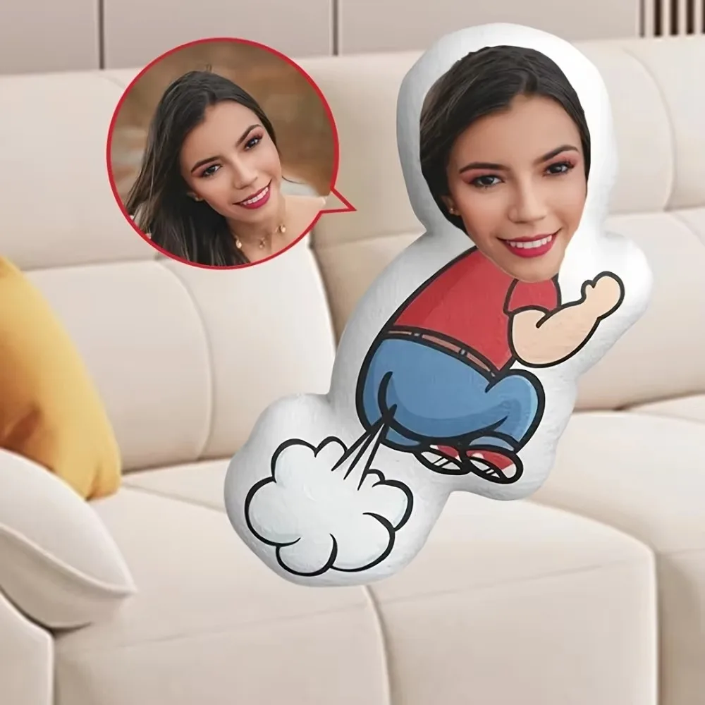 Custom Funny Face Photo Pillow, Personalized Irregular Cutout Cushion, Novelty Sofa Car Decor, Unique Birthday Valentine Christm