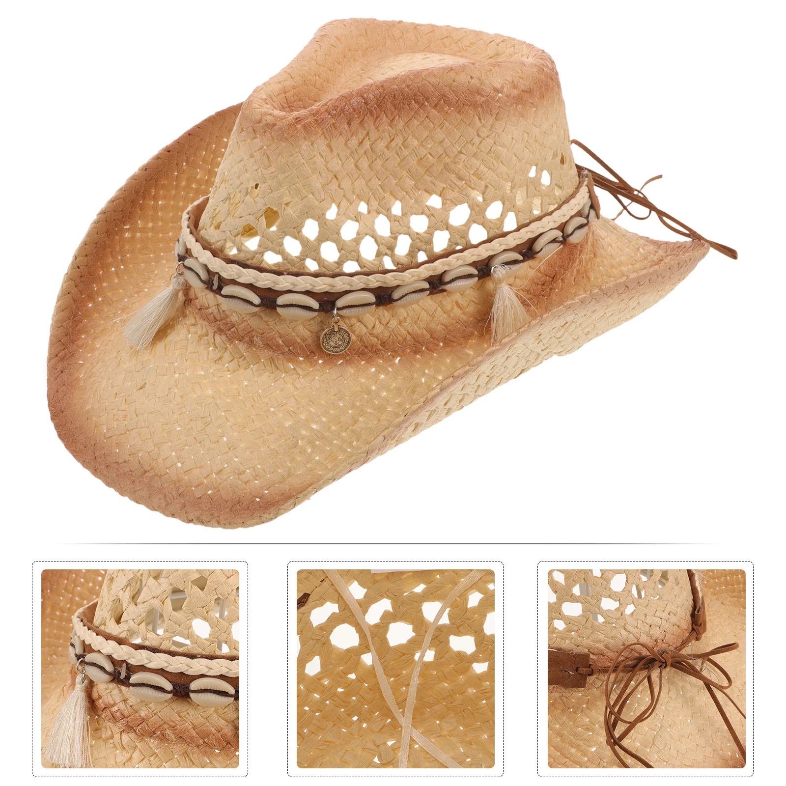 

Cowboy Hat Uv Protection Western Style Adjustable Wide Brim Party Cowgirl Hat Outdoor Travel Beach Costume Decoration