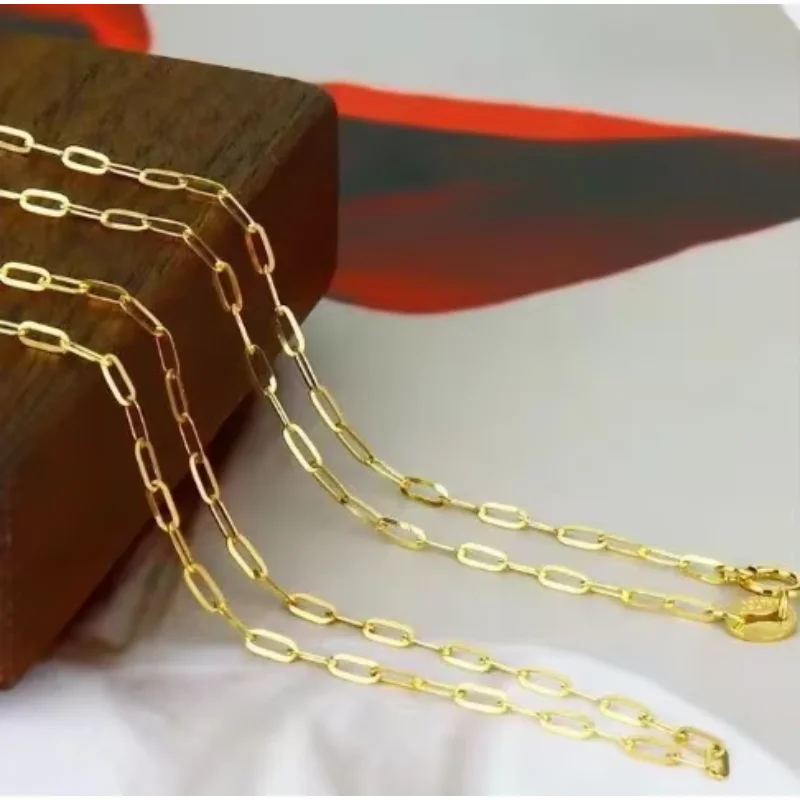 

100% real gold 18k necklaces gold chain necklace for women 45cm birthday gift